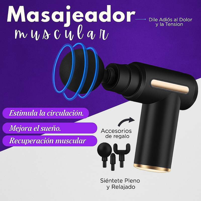 Pistola Masajeadora Portátil 6 velocidades 4 en 1