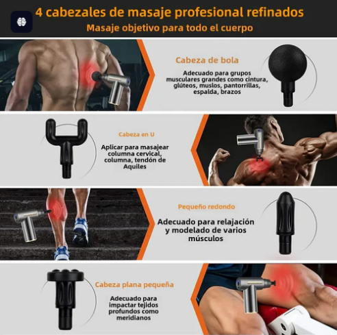Pistola Masajeadora Portátil 6 velocidades 4 en 1